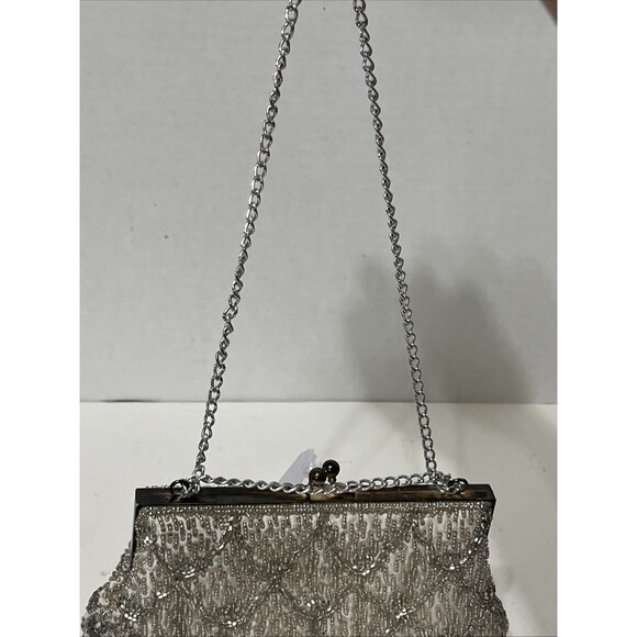 Beautiful Vintage Beaded Chandelier Style Evening Bag Handbag Clutch White - Picture 4 of 6